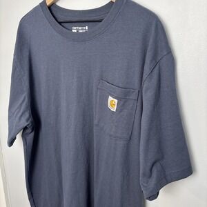 Carhartt Men's Large Tall‎ Loose Fit Pocket T-Shirt Navy Blue Short Sleeve